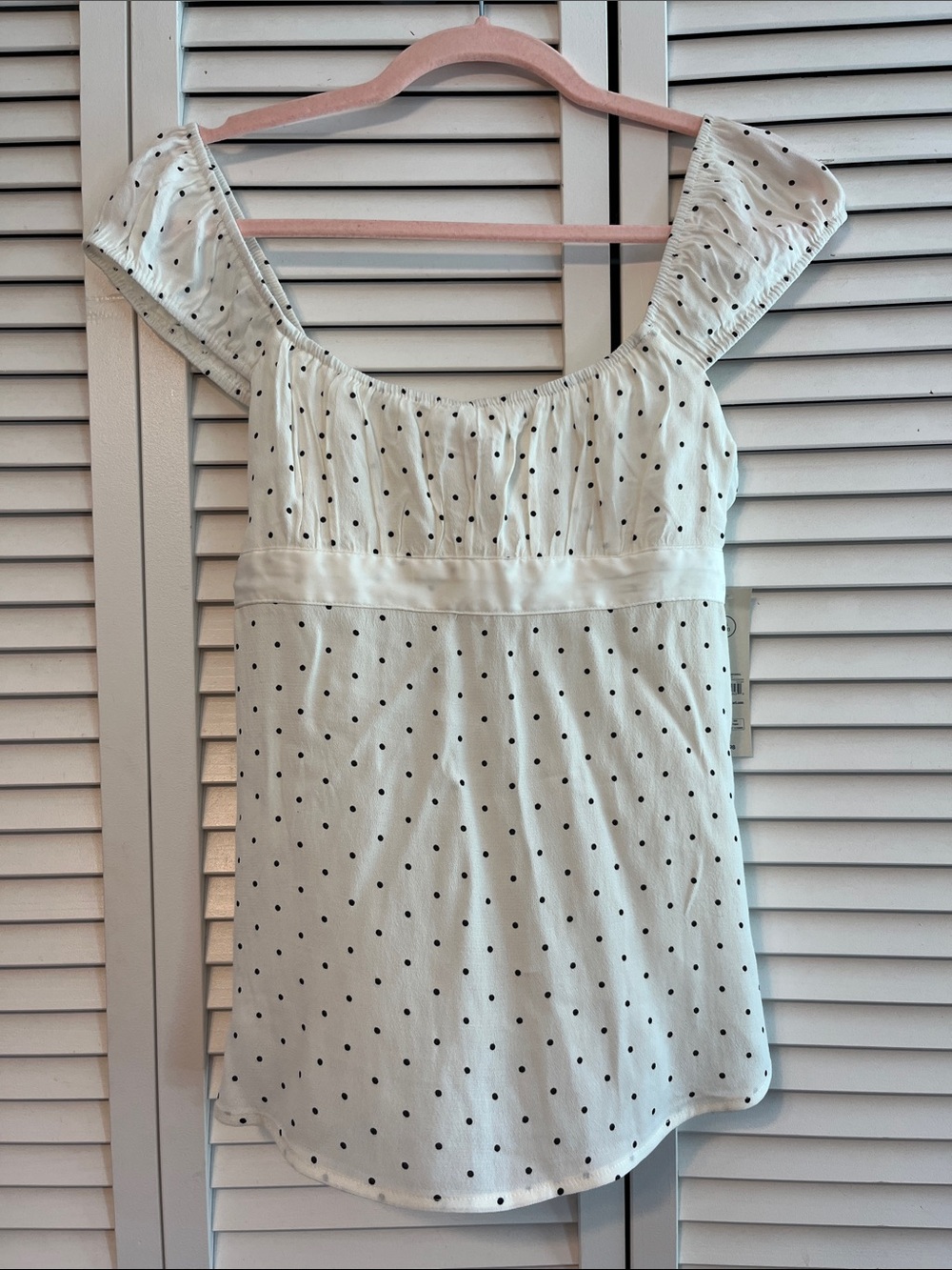 No Boundaries White Polka Dot Square-Neck Tank Top